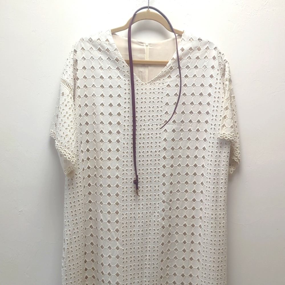 cream colored woven dress